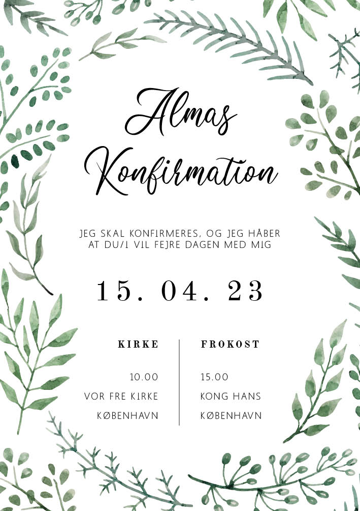 Invitationer - Alma Konfirmationsinvitation